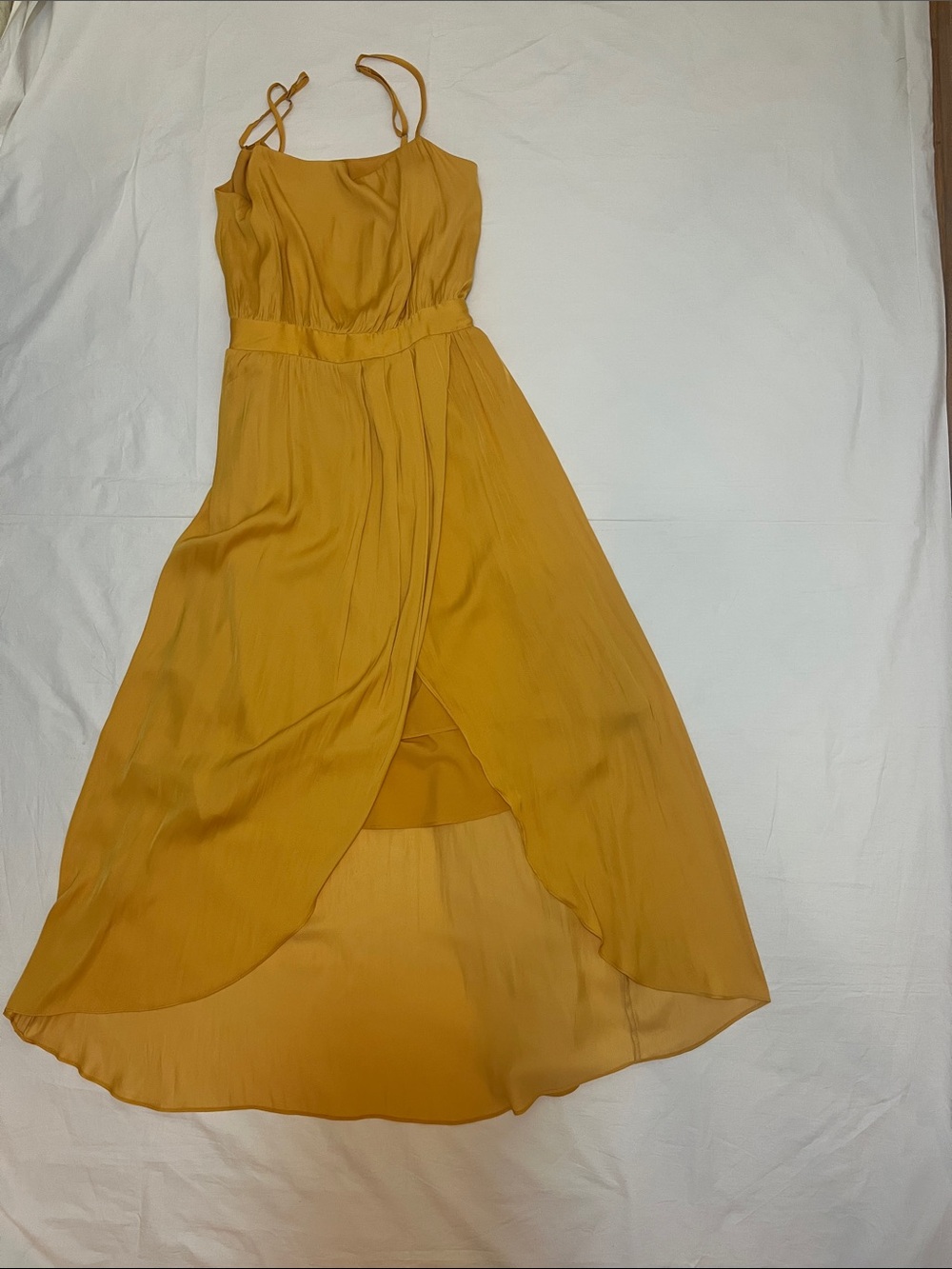 Modern Citizen Mustard Yellow High-Low Spaghetti Strap Maxi Dress